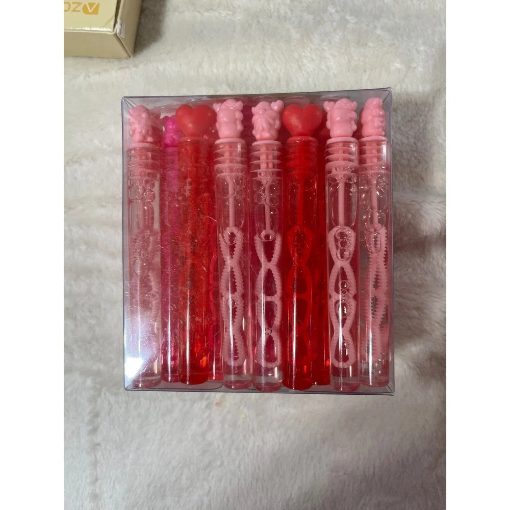 28 Pack Valentines Day Bubble Wands with Cards Bear Theme School Party Favors